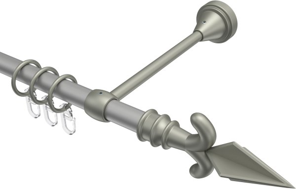 Gardinenstange Metall 16 mm Ø PRIMUS - Matteo Silbergrau / Chrom matt 100 cm