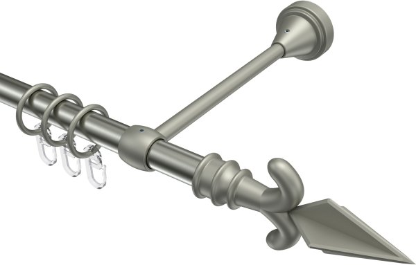 Gardinenstange Metall 16 mm Ø PRIMUS - Matteo Edelstahl-Optik / Chrom matt 100 cm