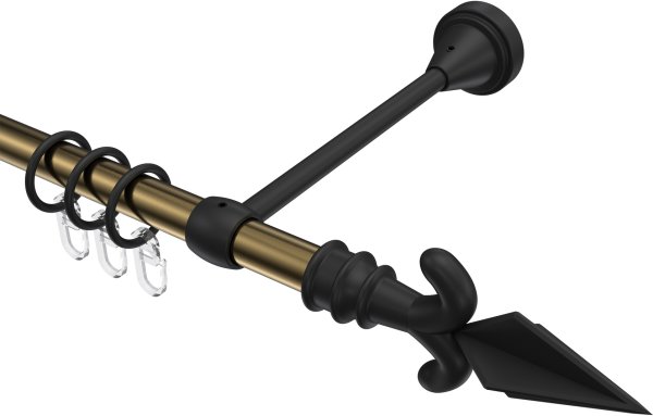 Gardinenstange Metall 16 mm Ø PRIMUS - Matteo Messing Antik / Schwarz 100 cm