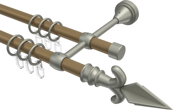 Gardinenstange Metall 16 mm Ø 2-läufig PRIMUS - Matteo Gold matt / Chrom matt 100 cm