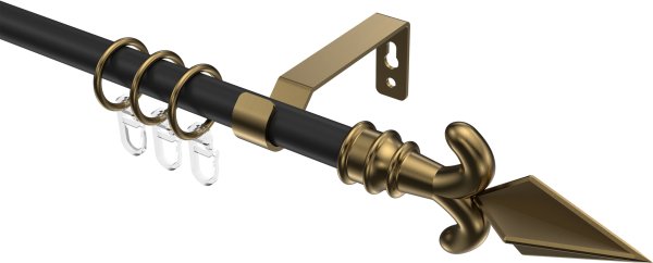 Gardinenstange Metall 16 mm Ø OLYMP - Matteo Schwarz / Messing Antik 100 cm