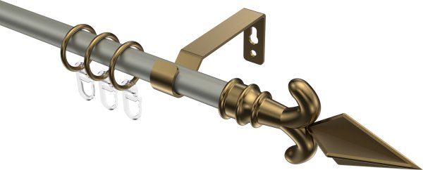 Gardinenstange Metall 16 mm Ø OLYMP - Matteo Chrom matt / Messing Antik 100 cm