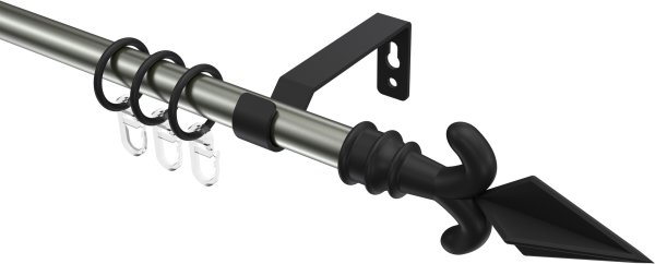 Gardinenstange Metall 16 mm Ø OLYMP - Matteo Edelstahl-Optik / Schwarz 100 cm