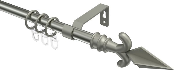 Gardinenstange Metall 16 mm Ø OLYMP - Matteo Edelstahl-Optik / Chrom matt 100 cm