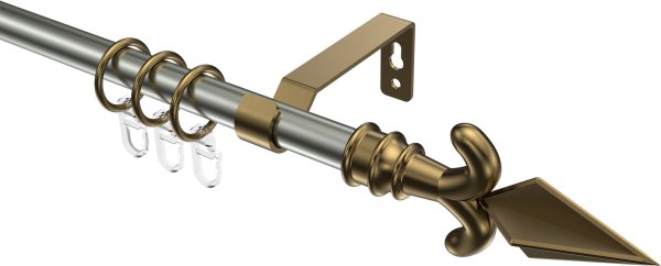 Gardinenstange Metall 16 mm Ø OLYMP - Matteo Edelstahl-Optik / Messing Antik 100 cm
