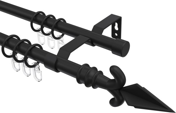 Gardinenstange Metall 16 mm Ø 2-läufig OLYMP - Matteo Schwarz 100 cm