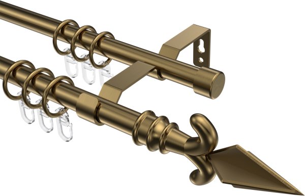 Gardinenstange Metall 16 mm Ø 2-läufig OLYMP - Matteo Messing Antik 100 cm