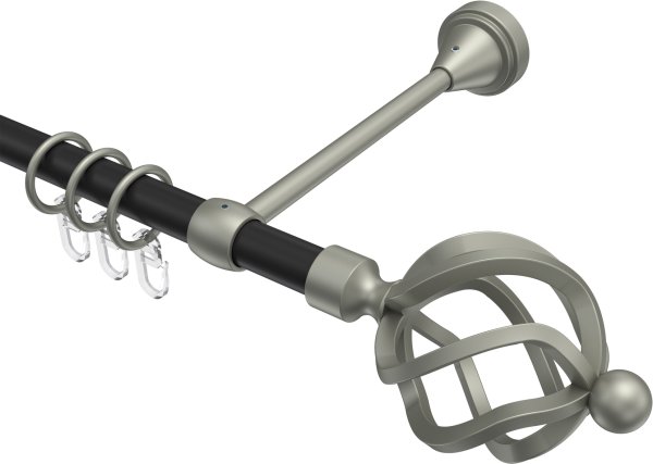 Gardinenstange Metall 16 mm Ø PRIMUS - Paolo Schwarz / Chrom matt 100 cm