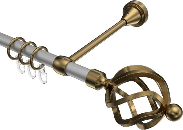 Gardinenstange Metall 16 mm Ø PRIMUS - Paolo Silbergrau / Messing Antik 100 cm