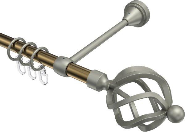 Gardinenstange Metall 16 mm Ø PRIMUS - Paolo Messing Antik / Chrom matt 100 cm