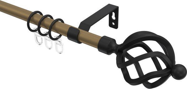 Gardinenstange Metall 16 mm Ø OLYMP - Paolo Gold matt / Schwarz 100 cm