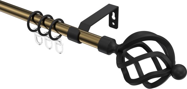 Gardinenstange Metall 16 mm Ø OLYMP - Paolo Messing Antik / Schwarz 100 cm