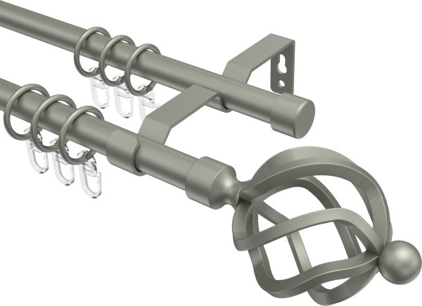 Gardinenstange Metall 16 mm Ø 2-läufig OLYMP - Paolo Chrom matt 100 cm