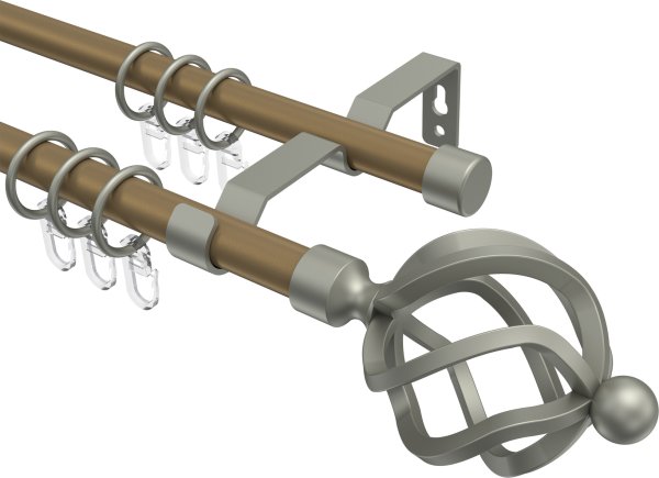 Gardinenstange Metall 16 mm Ø 2-läufig OLYMP - Paolo Gold matt / Chrom matt 100 cm