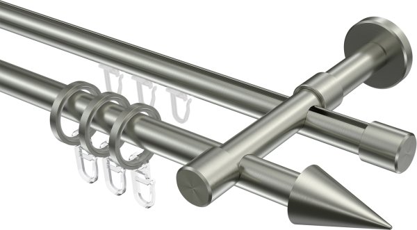 Rundrohr-Innenlauf Gardinenstange Edelstahl-Optik 16 mm Ø 2-läufig SINUX - Scarano