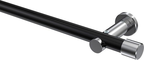 Gardinenstange Metall 20 mm Ø PLATON - Santo Schwarz / Chrom (ohne Ringe) 100 cm
