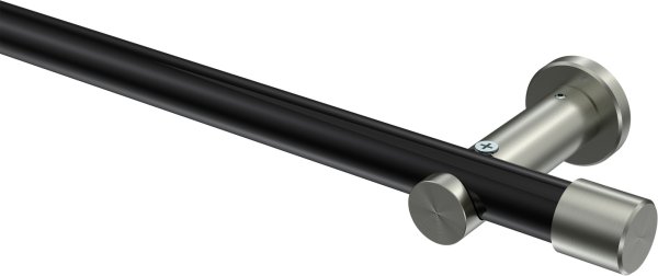 Gardinenstange Metall 20 mm Ø PLATON - Santo Schwarz / Edelstahl-Optik (ohne Ringe) 100 cm