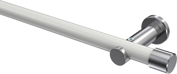 Gardinenstange Metall 20 mm Ø PLATON - Santo Weiß / Chrom (ohne Ringe) 100 cm