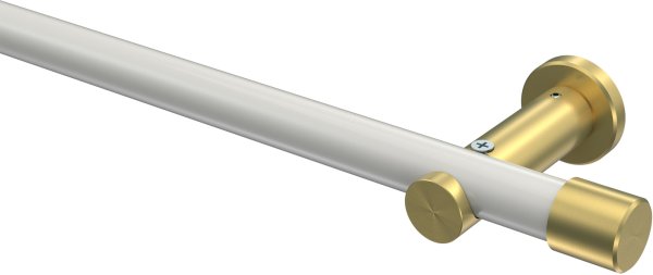 Gardinenstange Metall 20 mm Ø PLATON - Santo Weiß / Messing-Optik (ohne Ringe) 100 cm