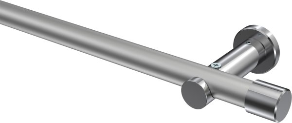 Gardinenstange Metall 20 mm Ø PLATON - Santo Silbergrau / Chrom (ohne Ringe) 100 cm