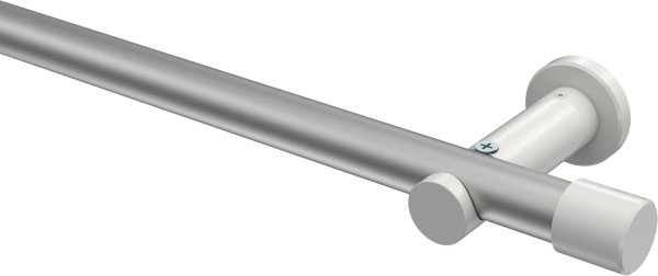 Gardinenstange Metall 20 mm Ø PLATON - Santo Silbergrau / Weiß (ohne Ringe) 100 cm