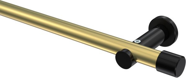 Gardinenstange Metall 20 mm Ø PLATON - Santo Messing-Optik / Schwarz (ohne Ringe) 100 cm
