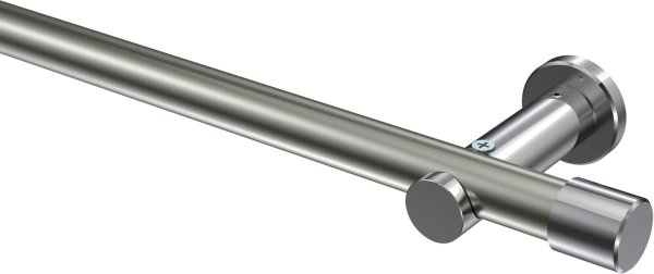 Gardinenstange Metall 20 mm Ø PLATON - Santo Edelstahl-Optik / Chrom (ohne Ringe) 100 cm