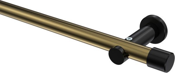 Gardinenstange Metall 20 mm Ø PLATON - Santo Messing Antik / Schwarz (ohne Ringe) 100 cm