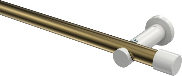 Gardinenstange Metall 20 mm Ø PLATON - Santo Messing Antik / Weiß (ohne Ringe) 100 cm
