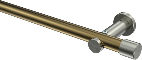 Gardinenstange Metall 20 mm Ø PLATON - Santo Messing Antik / Edelstahl-Optik (ohne Ringe) 100 cm