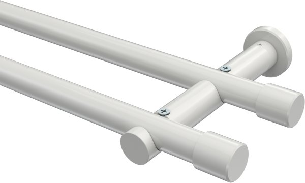 Gardinenstange Metall 20 mm Ø 2-läufig PLATON - Santo Weiß (ohne Ringe) 100 cm