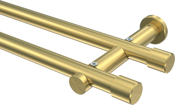 Gardinenstange Messing-Optik 20 mm Ø 2-läufig PLATON - Santo (ohne Ringe) 100 cm