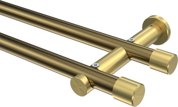 Gardinenstange Metall 20 mm Ø 2-läufig PLATON - Santo Messing Antik / Messing-Optik (ohne Ringe) 100 cm