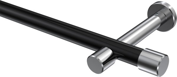 Gardinenstange Metall 20 mm Ø PRESTIGE - Santo Schwarz / Chrom (ohne Ringe) 100 cm