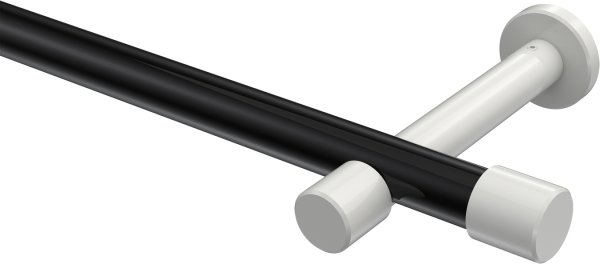 Gardinenstange Metall 20 mm Ø PRESTIGE - Santo Schwarz / Weiß (ohne Ringe) 100 cm