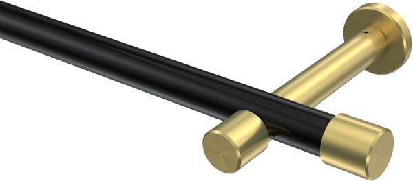 Gardinenstange Metall 20 mm Ø PRESTIGE - Santo Schwarz / Messing-Optik (ohne Ringe) 100 cm