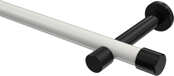 Gardinenstange Metall 20 mm Ø PRESTIGE - Santo Weiß / Schwarz (ohne Ringe) 100 cm