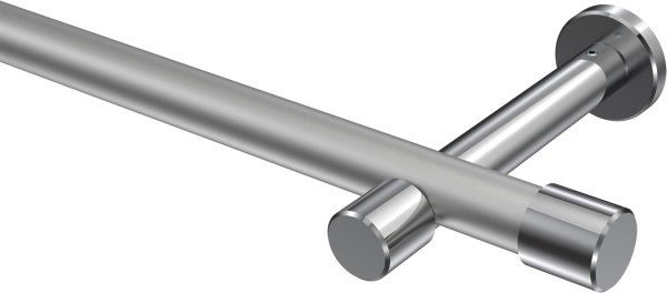 Gardinenstange Metall 20 mm Ø PRESTIGE - Santo Silbergrau / Chrom (ohne Ringe) 100 cm