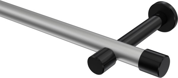 Gardinenstange Metall 20 mm Ø PRESTIGE - Santo Silbergrau / Schwarz (ohne Ringe) 100 cm