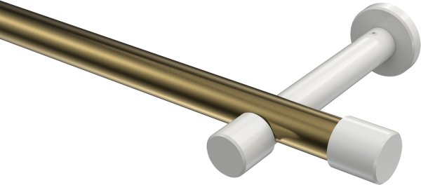 Gardinenstange Metall 20 mm Ø PRESTIGE - Santo Messing Antik / Weiß (ohne Ringe) 100 cm