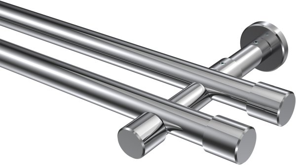 Gardinenstange Metall 20 mm Ø 2-läufig PRESTIGE - Santo Chrom (ohne Ringe) 100 cm
