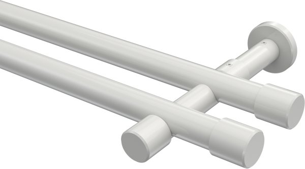Gardinenstange Metall 20 mm Ø 2-läufig PRESTIGE - Santo Weiß (ohne Ringe) 100 cm