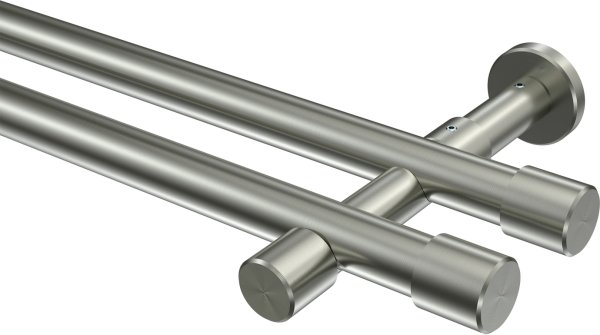 Gardinenstange Edelstahl-Optik 20 mm Ø 2-läufig PRESTIGE - Santo (ohne Ringe) 100 cm