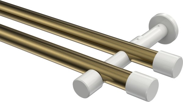 Gardinenstange Metall 20 mm Ø 2-läufig PRESTIGE - Santo Messing Antik / Weiß (ohne Ringe) 100 cm