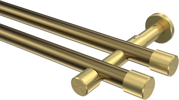 Gardinenstange Metall 20 mm Ø 2-läufig PRESTIGE - Santo Messing Antik / Messing-Optik (ohne Ringe) 100 cm