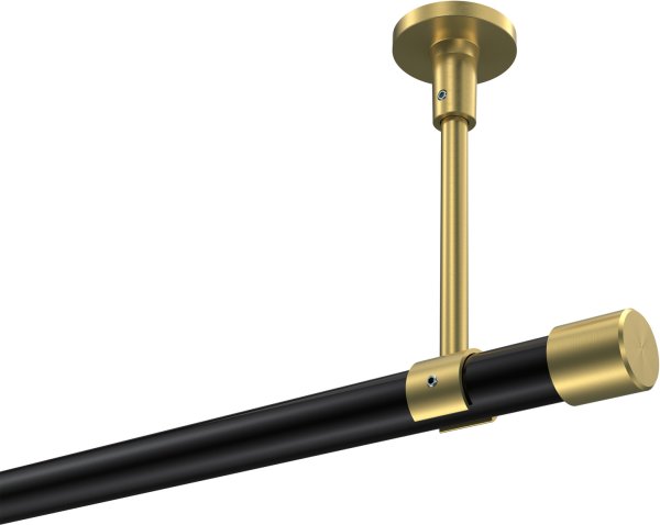 Gardinenstange Metall 20 mm Ø SONETTE - Santo Schwarz / Messing-Optik (ohne Ringe) 100 cm