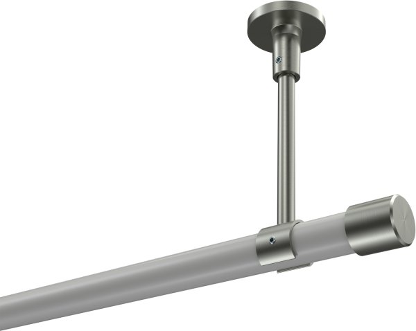 Gardinenstange Metall 20 mm Ø SONETTE - Santo Weiß / Edelstahl-Optik (ohne Ringe) 100 cm