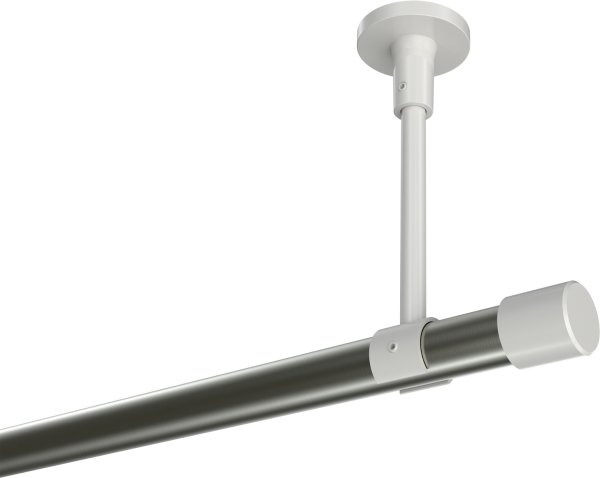 Gardinenstange Metall 20 mm Ø SONETTE - Santo Edelstahl-Optik / Weiß (ohne Ringe) 100 cm
