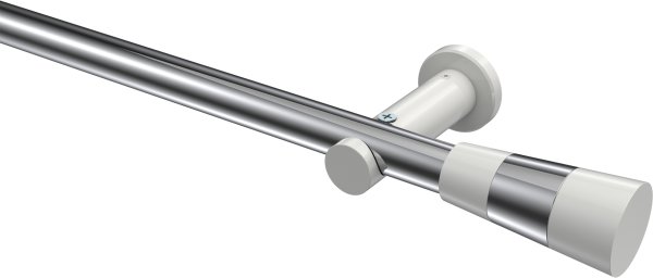 Gardinenstange Metall 20 mm Ø PLATON - Tanara Chrom / Weiß (ohne Ringe) 100 cm