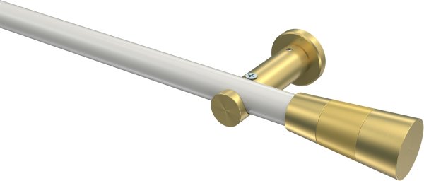 Gardinenstange Metall 20 mm Ø PLATON - Tanara Weiß / Messing-Optik (ohne Ringe) 100 cm